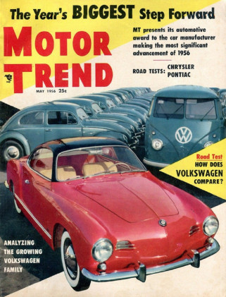 MOTOR TREND 1956 MAY - DAYTONA, PONTIAC, SIMCA ARONDE, CHRYSLER, BROUGHAM